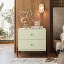 Mesa de Cabeceira 2 Gavetas com Pés de Aço Carbono Luna Branco