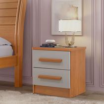Mesa de Cabeceira 2 Gavetas com Tampo MDF Zeus Marrom Cinamomo/Off White
