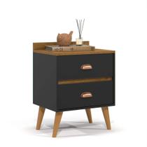 Mesa De Cabeceira 2 Gavetas Criado Para Quarto Decoração Com prateleira modelo Madero