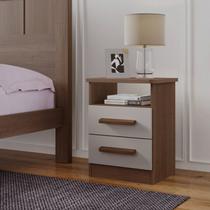 Mesa de Cabeceira 2 Gavetas Florença Castanho / Off White Mesa de Cabeceira 2 Gavetas Florença Castanho / Off White