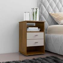 Mesa de Cabeceira 2 Gavetas Londres Canela Off White Borsari Móveis