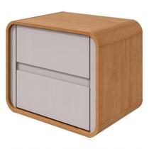 Mesa De Cabeceira 2 Gavetas Loop - Lopas Amendoa Clean-off White