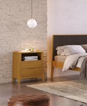 Mesa de Cabeceira 2 Gavetas Madeira Maciça Frank