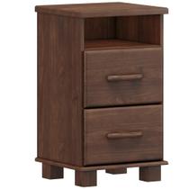 Mesa de Cabeceira 2 Gavetas Madeira Maciça Zahav F06 Café - Lyam Decor Mesa de Cabeceira 2 Gavetas Madeira Maciça Zahav F06 Café - Lyam Decor