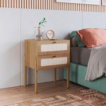 Mesa de Cabeceira 2 Gavetas Palhinha Pé Madeira Oslo Hanover