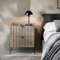 mesa de cabeceira 2 gavetas para quarto mdf estilo industrial conect para cama moriah 45cm