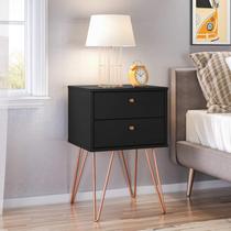 Mesa de Cabeceira 2 Gavetas Retro Bled Preto Mesa de Cabeceira 2 Gavetas Retro Bled Preto