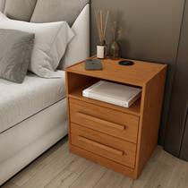 Mesa de Cabeceira 2 Gavetas Ripado com Carregador USB Espresso Móveis