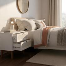 Mesa de Cabeceira 2 Gavetas Santorini Branco 45 Cm Palhinha Indiana Mesa de Cabeceira 2 Gavetas Santorini Branco 45 Cm Palhinha Indiana