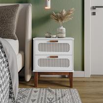 Mesa De Cabeceira 2 Gavetas Santorini Branco 45 Cm Palhinha Indiana