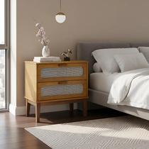 Mesa de Cabeceira 2 Gavetas Santorini Nature 60 Cm Palhinha Indiana