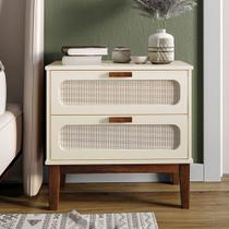 Mesa De Cabeceira 2 Gavetas Santorini Off White 60 Cm Com Tela Indiana Mesa De Cabeceira 2 Gavetas Santorini Off White 60 Cm Com Tela Indiana