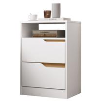 Mesa de Cabeceira 2 Gavetas Sole Flex Branco/Freijó - Albatroz