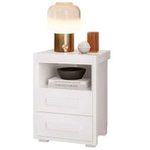 Mesa De Cabeceira 2 Gavetas Tóquio 100% Mdf - Casa Chick Branco