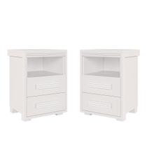 Mesa De Cabeceira 2 Unidades 42 x 38 cm 2 Gavetas Branco Ginza Shop JM