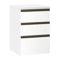 Mesa De Cabeceira 3 Gavetas 40cm Branco C/Branco Mat