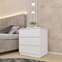 Mesa de Cabeceira 3 Gavetas 45cm Veronna Branco Mesa de Cabeceira 3 Gavetas 45cm Veronna Branco