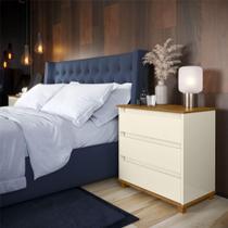 Mesa de Cabeceira 3 Gavetas Alana Off White Freijo Mesa de Cabeceira 3 Gavetas Alana Off White Freijo