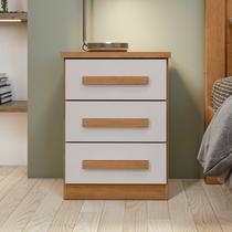 Mesa de Cabeceira 3 Gavetas Baião Plus Amêndoa Clean/Off White