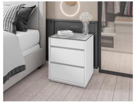 Mesa de Cabeceira 3 Gavetas Belize Branco - Casa D