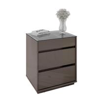 Mesa de Cabeceira 3 Gavetas Belize Cinza Perola - Casa D