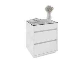 Mesa de cabeceira 3 gavetas colmeia vidro belize branco Mesa de cabeceira 3 gavetas colmeia vidro belize branco