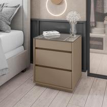 Mesa de Cabeceira 3 Gavetas com Organizador Tampo Vidro Belize Mesa de Cabeceira 3 Gavetas com Organizador Tampo Vidro Belize