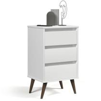 Mesa De Cabeceira 3 Gavetas Com Pés Palito Woon Branco Mesa De Cabeceira 3 Gavetas Com Pés Palito Woon Branco