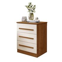 Mesa de Cabeceira 3 Gavetas Império Benetil Móveis Cinamomo/Off White Mesa de Cabeceira 3 Gavetas Império Benetil Móveis Cinamomo/Off White