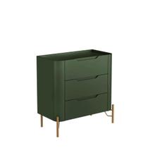 Mesa de Cabeceira 3 Gavetas L67,5 X A70cm MDF Musgo/Dourado