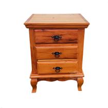 Mesa de Cabeceira 3 Gavetas mesa de cabeceira com Pé Luiz XV Madeira de Demolição Sudeste Rústico