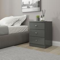 Mesa de Cabeceira 3 Gavetas para Quarto 40x55cm Cinza 6509 Mesa de Cabeceira 3 Gavetas para Quarto 40x55cm Cinza 6509
