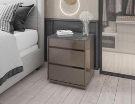 Mesa de Cabeceira 3 Gavetas Porta itens Belize Cinza Perola Mesa de Cabeceira 3 Gavetas Porta itens Belize Cinza Perola