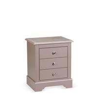 Mesa de Cabeceira 3 Gavetas Tampo de Madeira Maciça Escovada Louise Mesa de Cabeceira 3 Gavetas Tampo de Madeira Maciça Escovada Louise