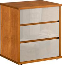 Mesa de Cabeceira 3 gavetas telescópicas MDF - Grécia-Nature/Off - Bianchi Móveis Mesa de Cabeceira 3 gavetas telescópicas MDF - Grécia-Nature/Off - Bianchi Móveis