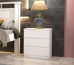 Mesa de Cabeceira 3 Gavetas Veronna - Tcil Móveis - Neve