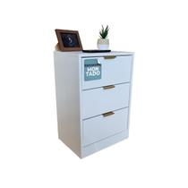 Mesa De Cabeceira 30Cm 3 Gaveta Quarto Cama Puxador Dourado