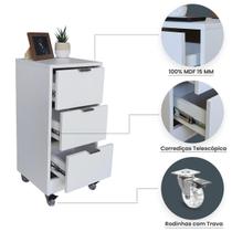 Mesa De Cabeceira 30Cm 3 Gaveta Quarto Pux. Cinza Rodinha