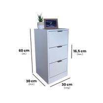 Mesa De Cabeceira 30Cm 3 Gavetas Quarto Cama Puxador Cinza