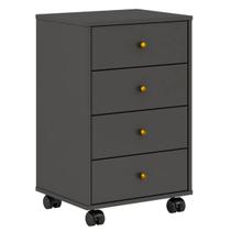 Mesa de Cabeceira 4 Gavetas Presence Amêndoa Touch Grafito Demóbile