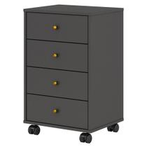 Mesa De Cabeceira 4 Gavetas Presence D02 Grafito - Mpozenato