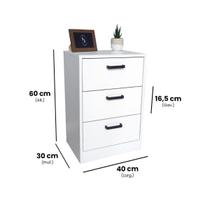 Mesa De Cabeceira 40Cm 3 Gaveta Quarto Cama Puxador Dourado