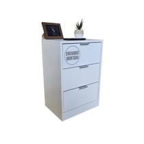 Mesa De Cabeceira 40Cm 3 Gavetas Quarto Cama Puxador Cinza