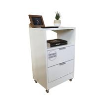 Mesa De Cabeceira 40cm Branco 2 Gavetas 1 Nicho Com Rodinhas Quarto Cama (Montada) (Puxador Prata) Mesa De Cabeceira 40cm Branco 2 Gavetas 1 Nicho Com Rodinhas Quarto Cama (Montada) (Puxador Prata)