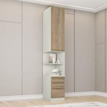 Mesa de Cabeceira 40cm Modulada 3 Gavetas 1 Porta Seletto Henn - Areia/Jequitibá