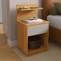 Mesa de Cabeceira 40x74cm com 1 Gaveta e Prateleira Mavie Patrimar Cinamomo/Off White