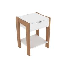 Mesa de Cabeceira 41x54,5x35,5 cm Amêndoa/Branco Tecnomobili