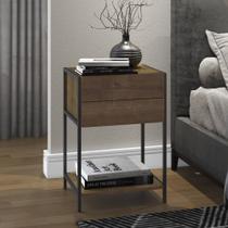 Mesa de Cabeceira 45cm 2 gavetas 1 prateleira Estrutura metálica Complementos Artesano Mesa de Cabeceira 45cm 2 gavetas 1 prateleira Estrutura metálica Complementos Artesano