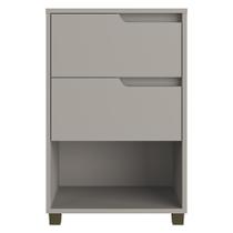 Mesa De Cabeceira 45cm Com 2 Gavetas Multimóveis Cinza