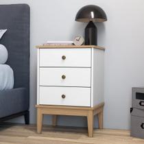 Mesa de Cabeceira 45cm com 3 Gavetas com Puxadores em Metal